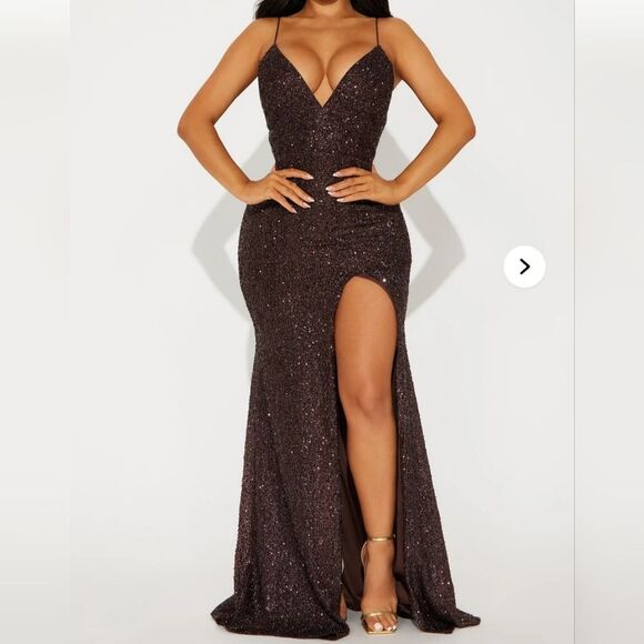 Fashion Nova Dresses & Skirts - Vanessa Sequin Gown - Chocolate Nwt